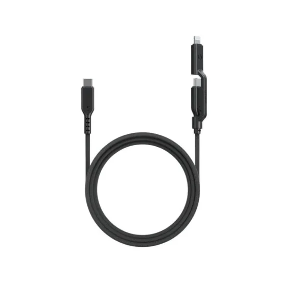 Energea Flow Duo 2-In-1  C To C + Lightning Cable, 480Mbps, 240W, 1.5M -Black